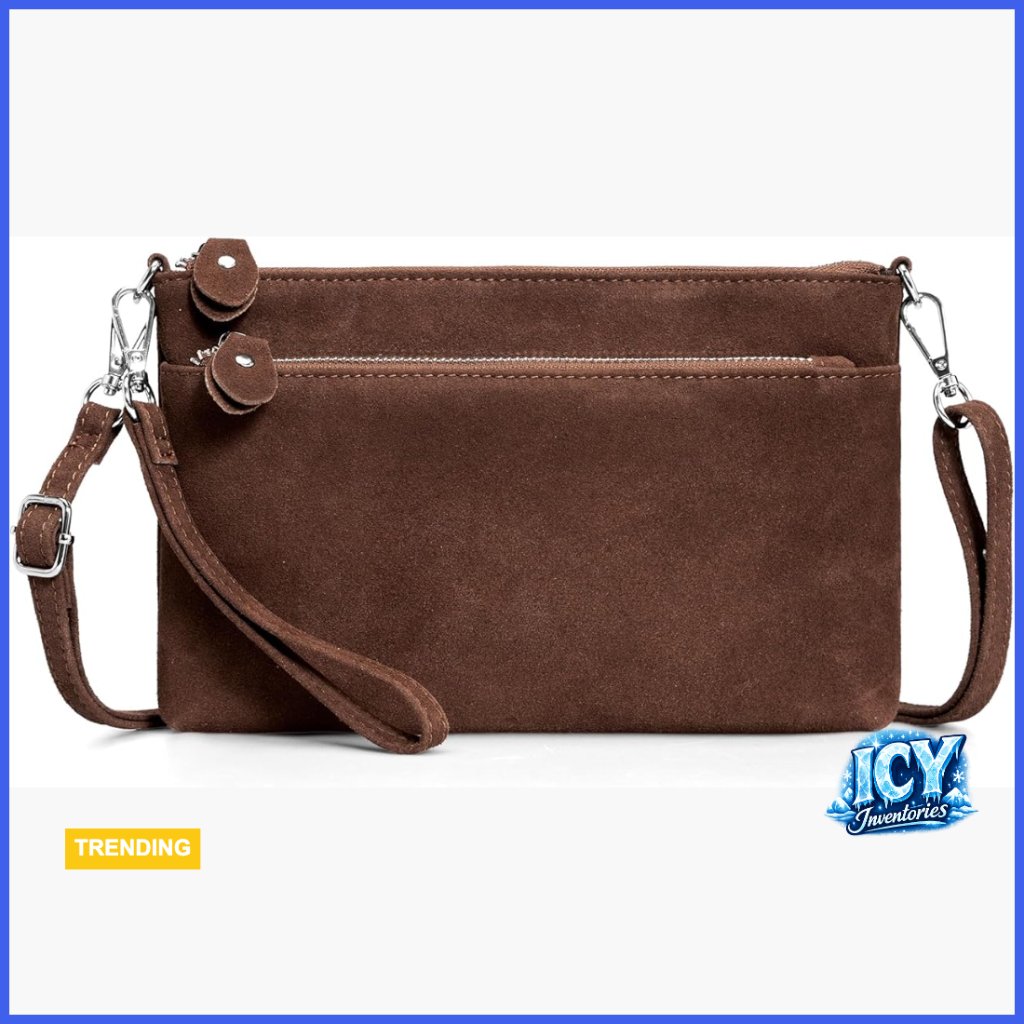 Genuine Leather Rfid Blocking Crossbody Clutch Wristlet Purse